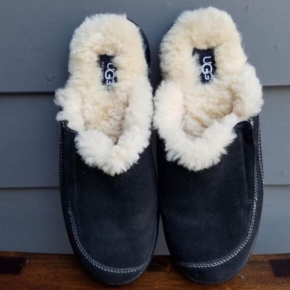 UGG Australia Black Hampton Suede Sheepskin Side Zip Clog Mule Slipper Size 7 - Picture 5 of 14